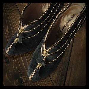 Emporio armani suede ankle boots with gold zippers